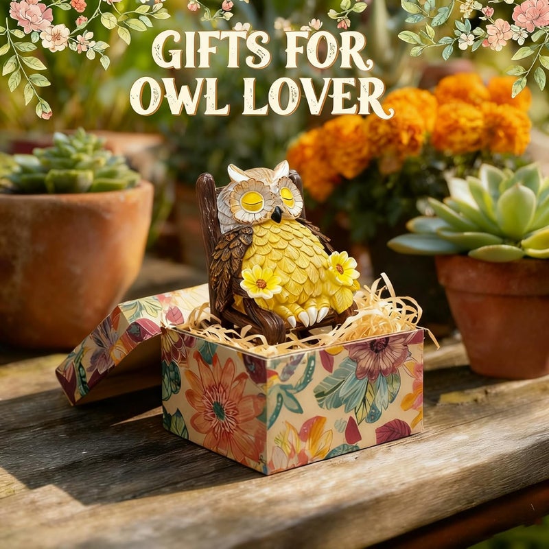 LIULO TOOL Light Up Owl on Chair Garden Sculpture, LED Solar Powered Owl Lying on The Chair Centerpiece, Cute Figurine Statue for Home Fireplace Outdoor Collection Decoration, 6x4.5x3.3 in - Image 4